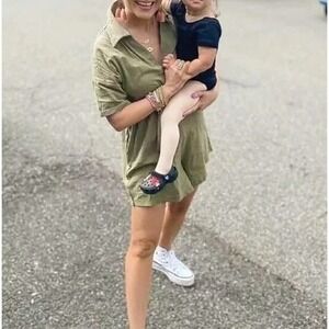 CUPSHE Women's Summer Casual Short Sleeve Button Down‎ Shorts Rompers V Neck M